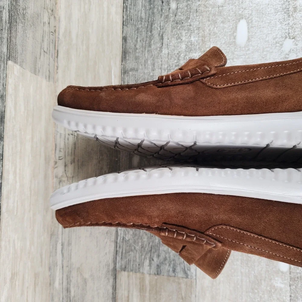 Mephisto Titouan Mens Penny Loafer Shoes Sz 10 Brown White Suede Leather Slip On